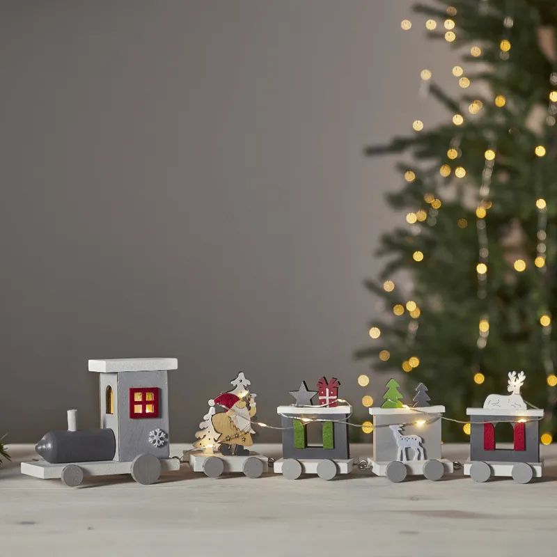 Scenka świąteczna drewniana ciuchcia Led LOKE — zdjęcie 3