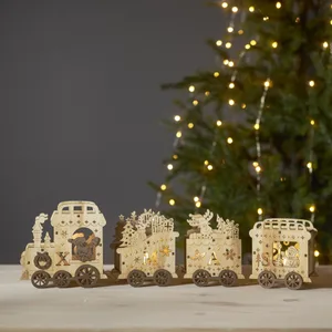 Scenka świąteczna drewniana ciuchcia Led YULETIDE