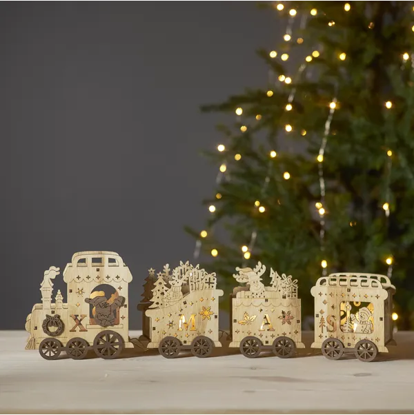 Scenka świąteczna drewniana ciuchcia Led YULETIDE — zdjęcie 4