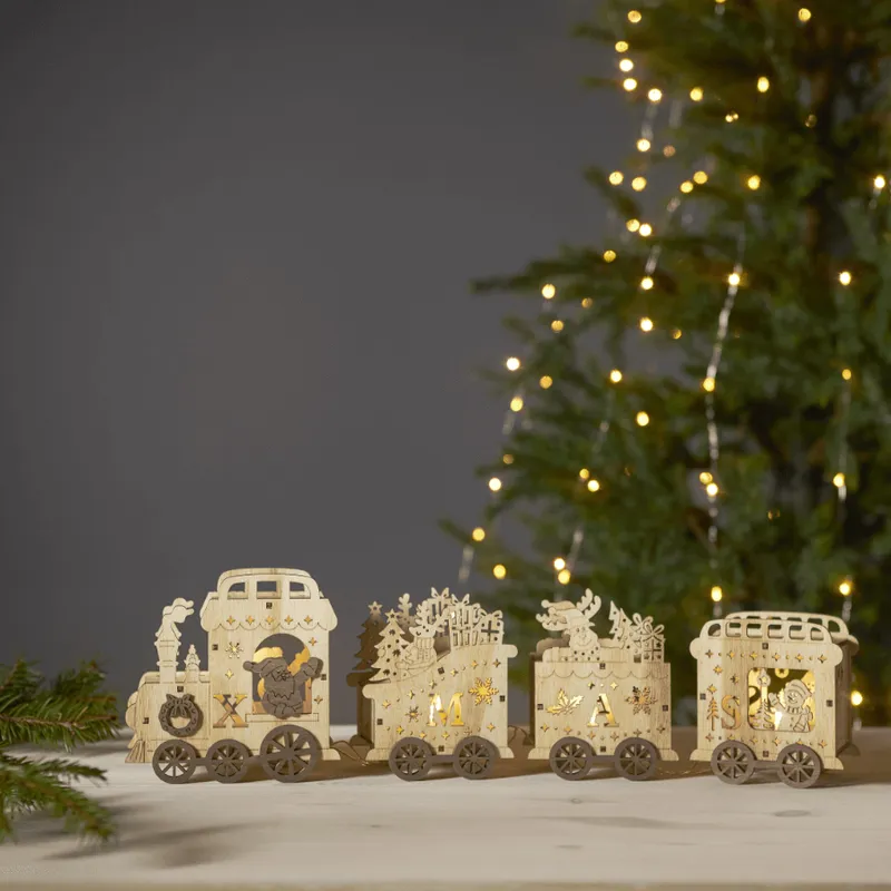 Scenka świąteczna drewniana ciuchcia Led YULETIDE — zdjęcie 6