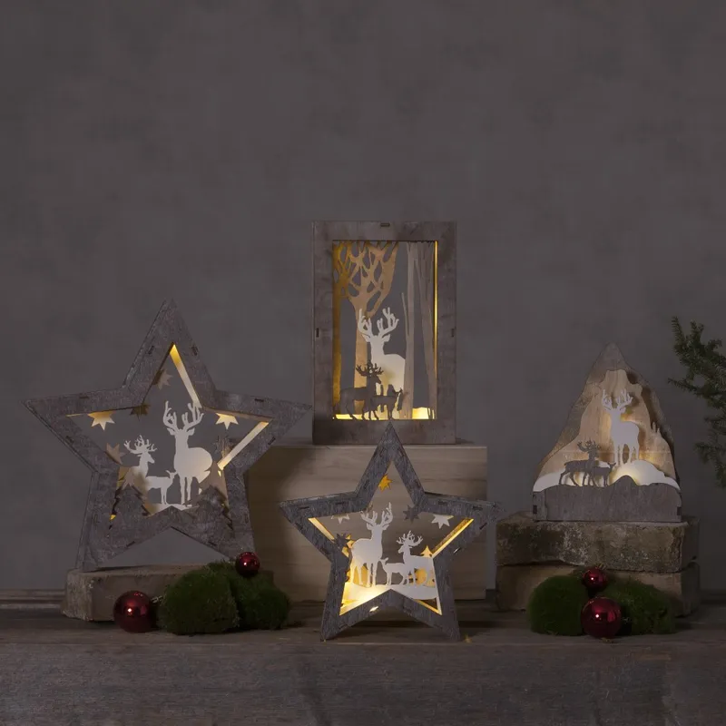 Scenka świąteczna drewniana gwiazda Led FAUNA — zdjęcie 4