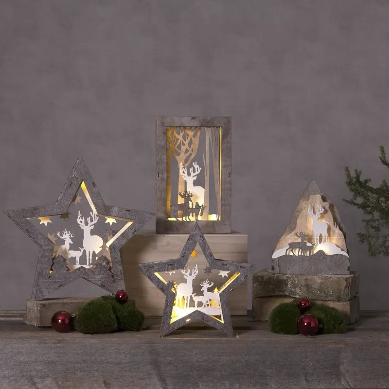 Scenka świąteczna drewniana obrazek Led FAUNA — zdjęcie 3