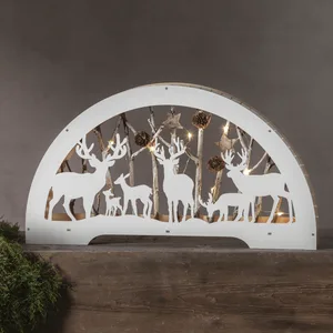 Scenka świąteczna drewniana stado jeleni Led FAUNA