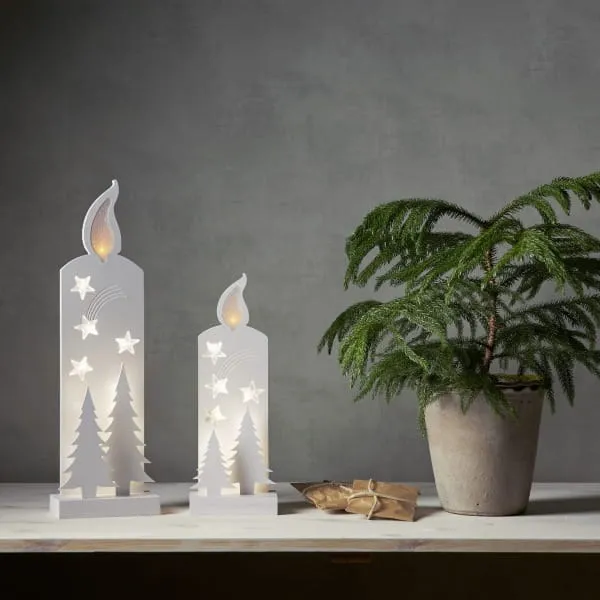 Scenka świąteczna drewniana świeca z dwoma choinkami Led GRANDY 36cm — zdjęcie 4