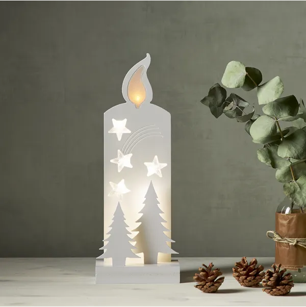 Scenka świąteczna drewniana świeca z dwoma choinkami Led GRANDY 36cm — zdjęcie 8