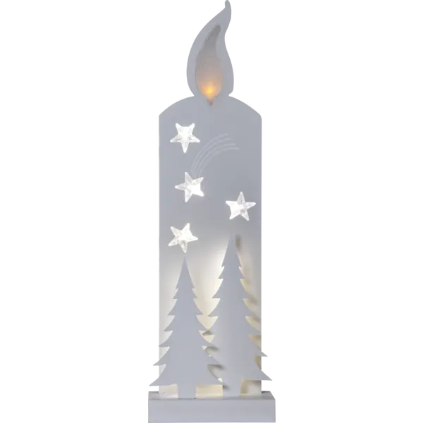 Scenka świąteczna drewniana świeca z dwoma choinkami Led GRANDY 50cm — zdjęcie 2