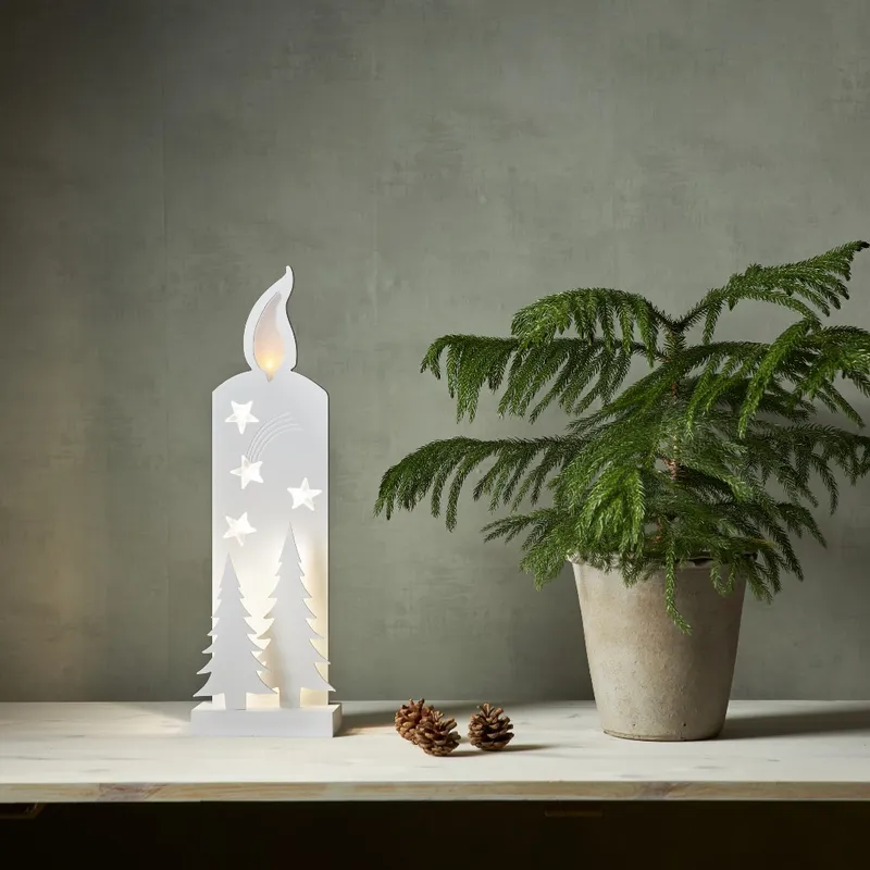 Scenka świąteczna drewniana świeca z dwoma choinkami Led GRANDY 50cm — zdjęcie 3