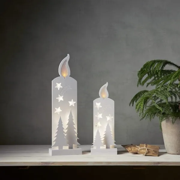Scenka świąteczna drewniana świeca z dwoma choinkami Led GRANDY 50cm — zdjęcie 4