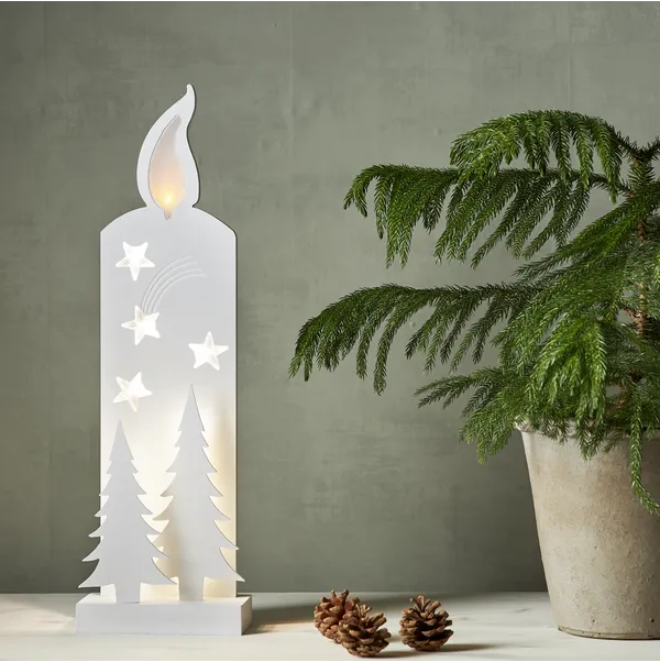 Scenka świąteczna drewniana świeca z dwoma choinkami Led GRANDY 50cm — zdjęcie 8