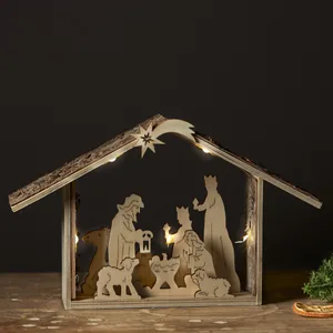 Scenka świąteczna drewniana szopka Led YULETIDE