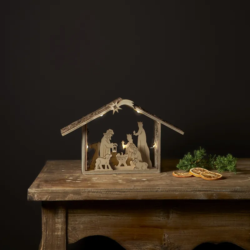 Scenka świąteczna drewniana szopka Led YULETIDE — zdjęcie 3