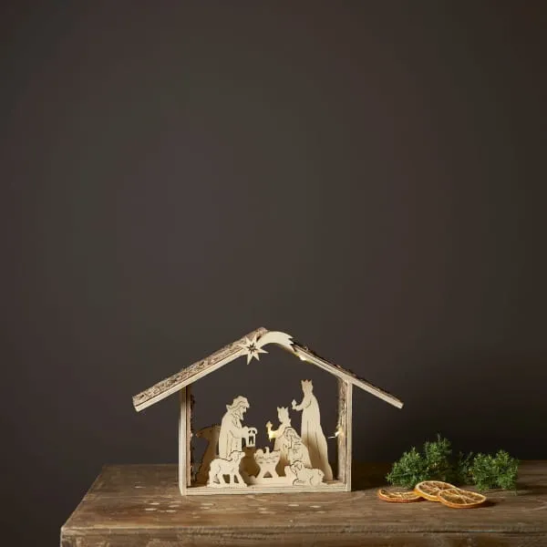 Scenka świąteczna drewniana szopka Led YULETIDE — zdjęcie 4
