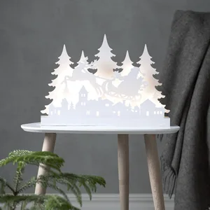 Scenka świąteczna drewniana zaprzęg Św. Mikołaja i miasteczko Led GRANDY 30cm