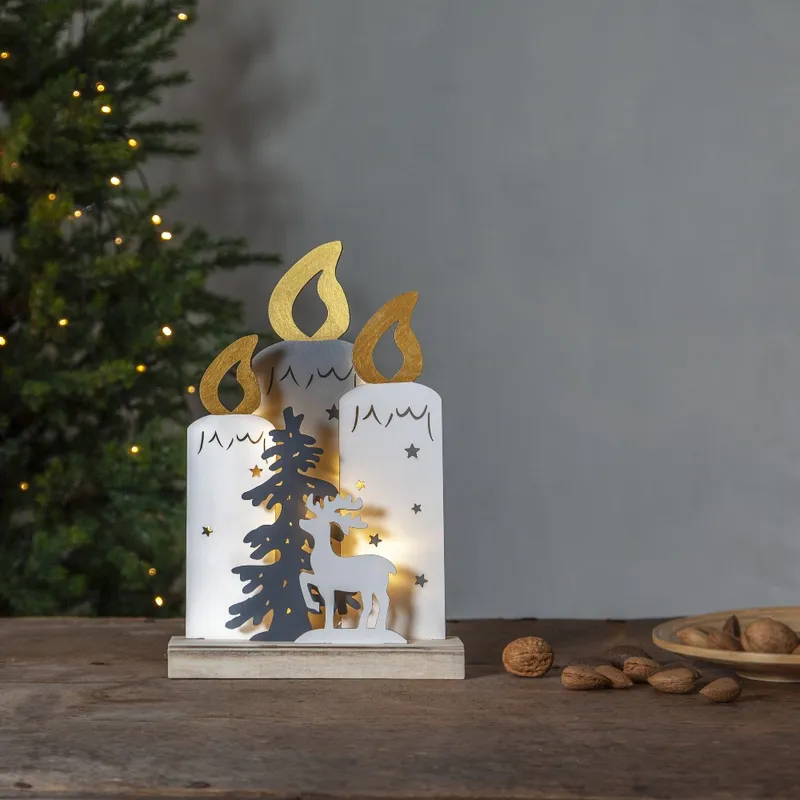 Scenka świąteczna świecznik drewniany Led FAUNA — zdjęcie 3
