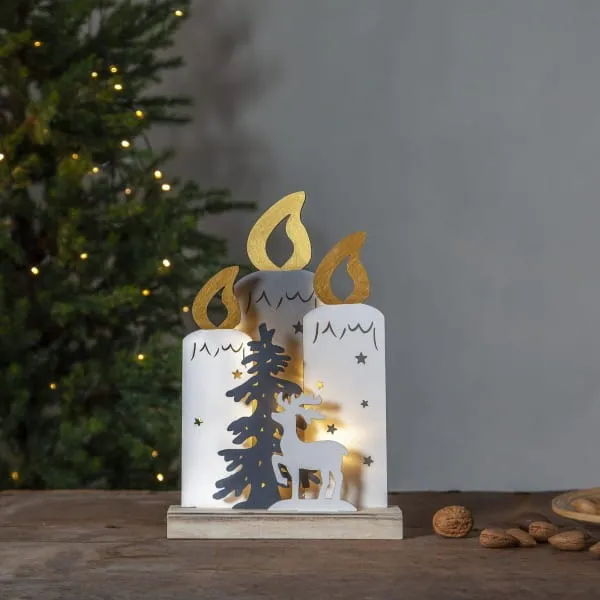 Scenka świąteczna świecznik drewniany Led FAUNA — zdjęcie 4