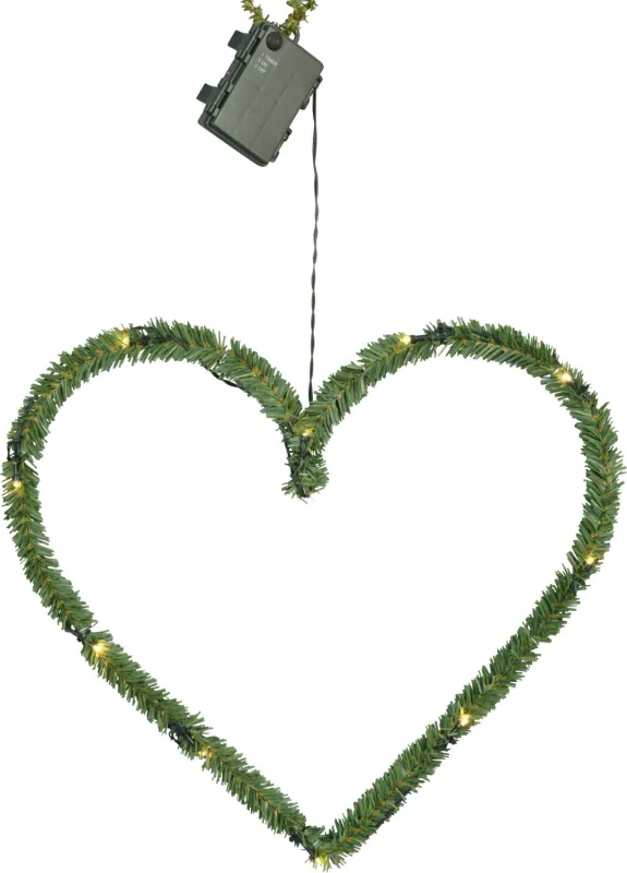 Serce ze sztucznego igliwia z oświetleniem Led HEART 38cm na baterie — zdjęcie 2