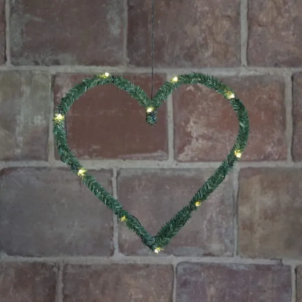 Serce ze sztucznego igliwia z oświetleniem Led HEART 38cm na baterie — zdjęcie 3