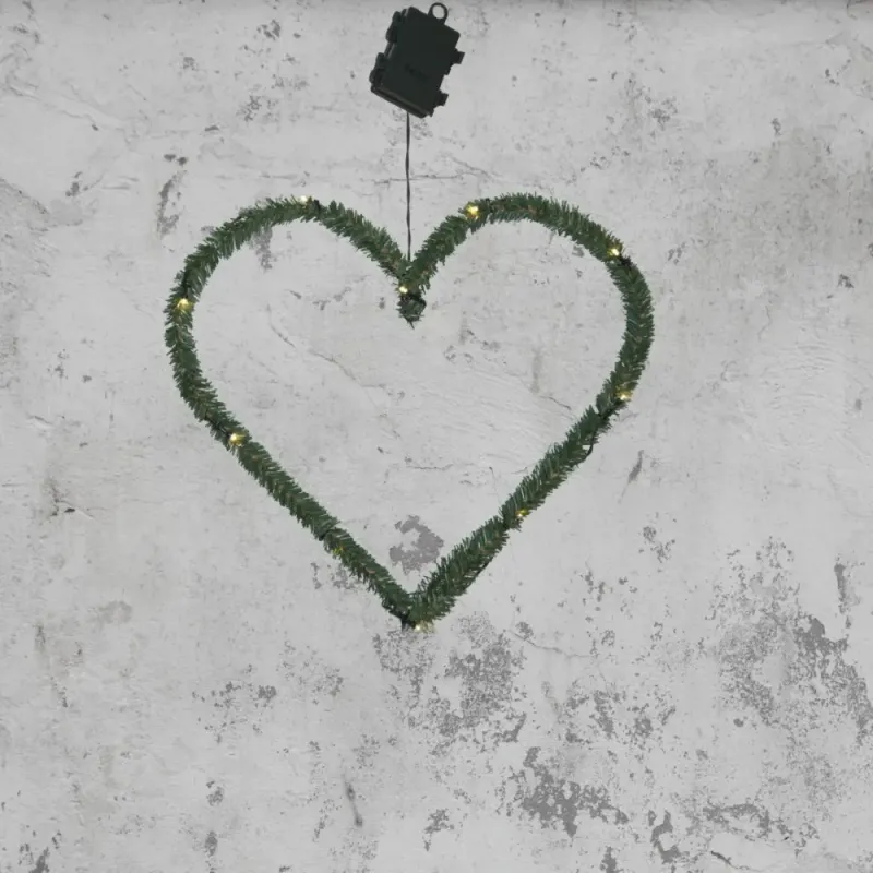 Serce ze sztucznego igliwia z oświetleniem Led HEART 38cm na baterie — zdjęcie 4