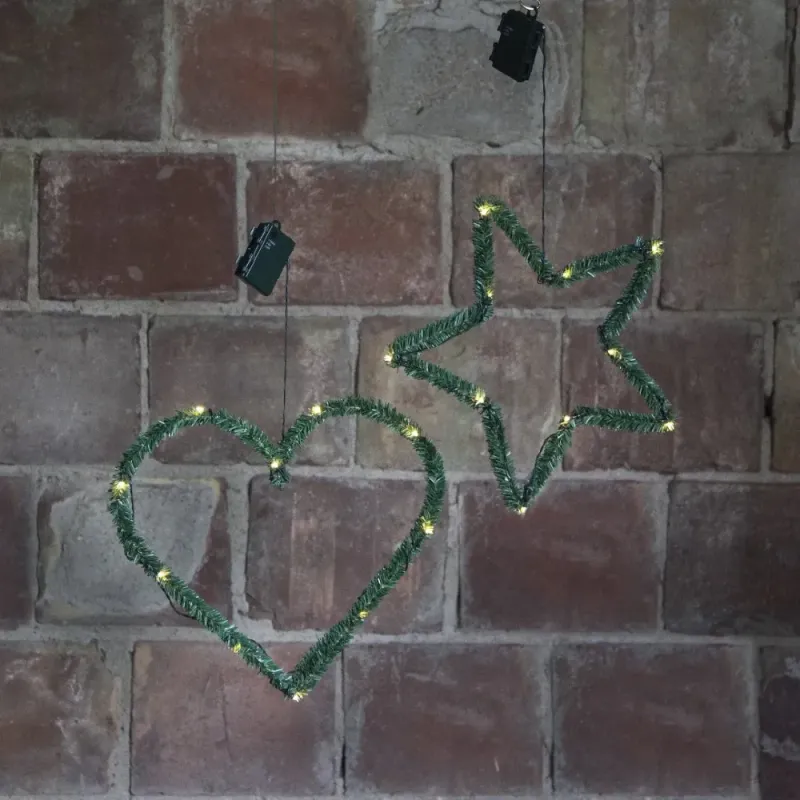 Serce ze sztucznego igliwia z oświetleniem Led HEART 38cm na baterie — zdjęcie 6