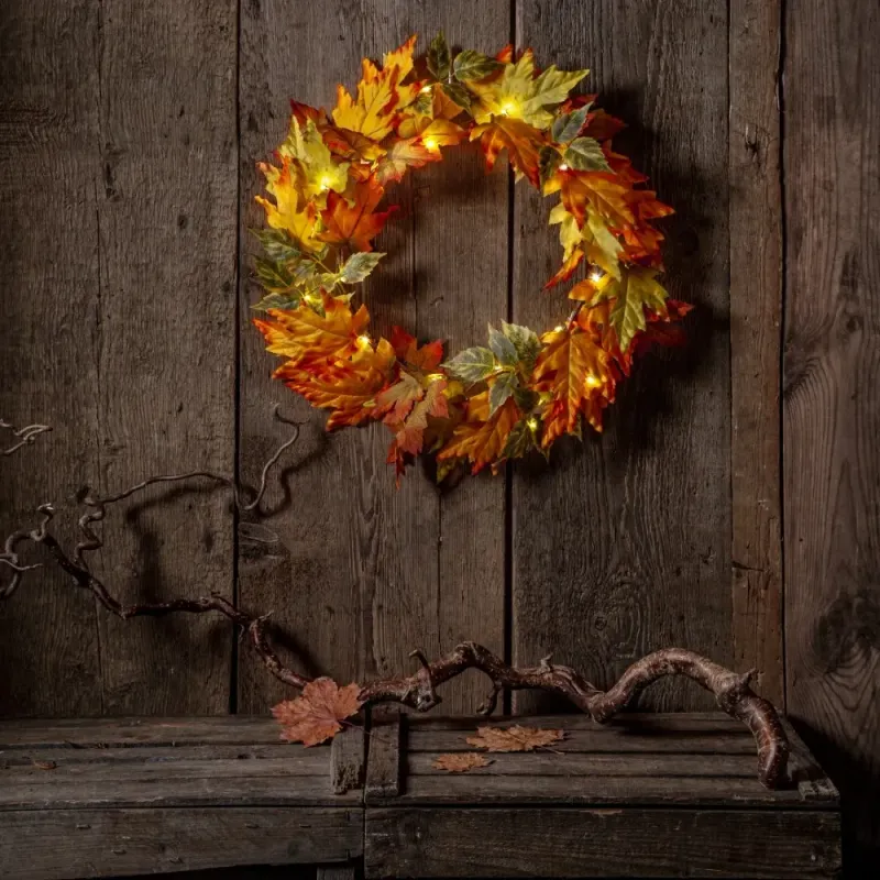 Wianek  jesienny z oświetleniem AUTUMN 45cm  na baterie — zdjęcie 4