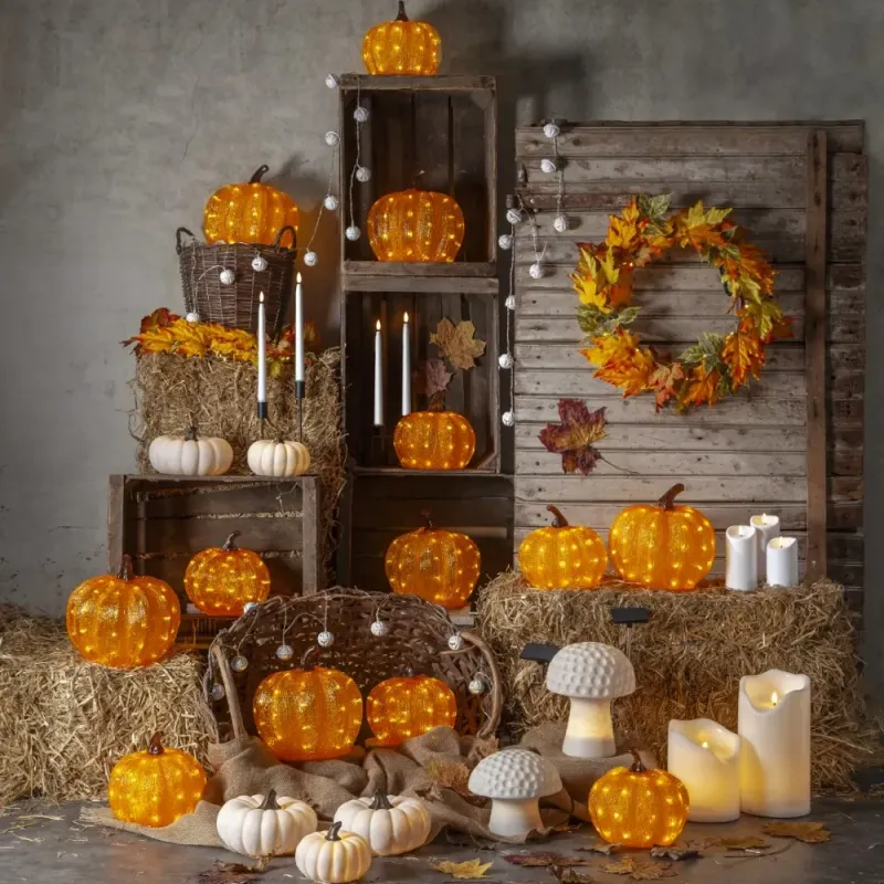 Wianek  jesienny z oświetleniem AUTUMN 45cm  na baterie — zdjęcie 5