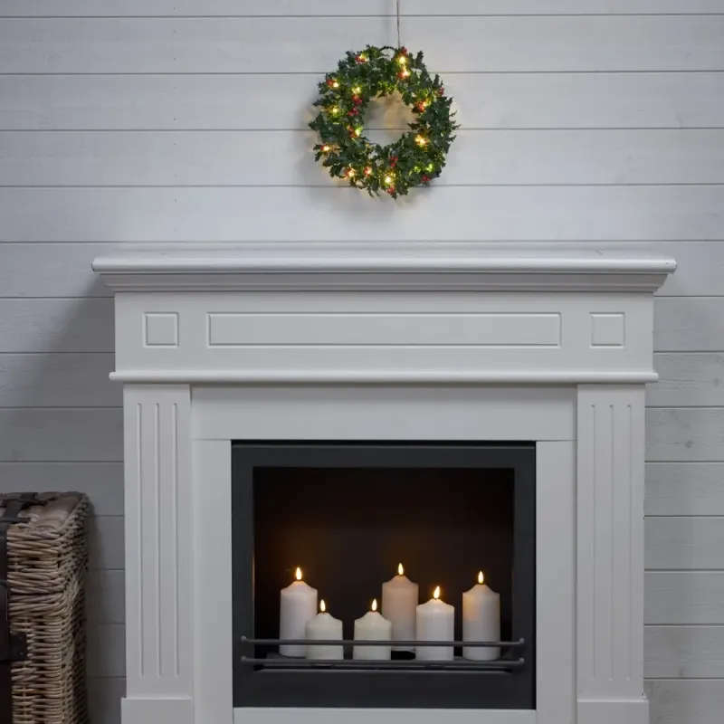 Wianek ostrokrzew z oświetleniem Led HOLLY 30cm na baterie — zdjęcie 4