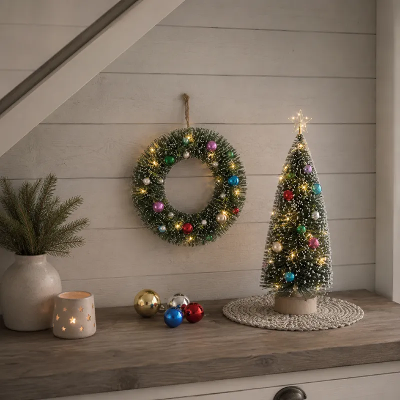 Wianek z dekoracjami i oświetleniem Led DECORINI 20cm na baterie — zdjęcie 3