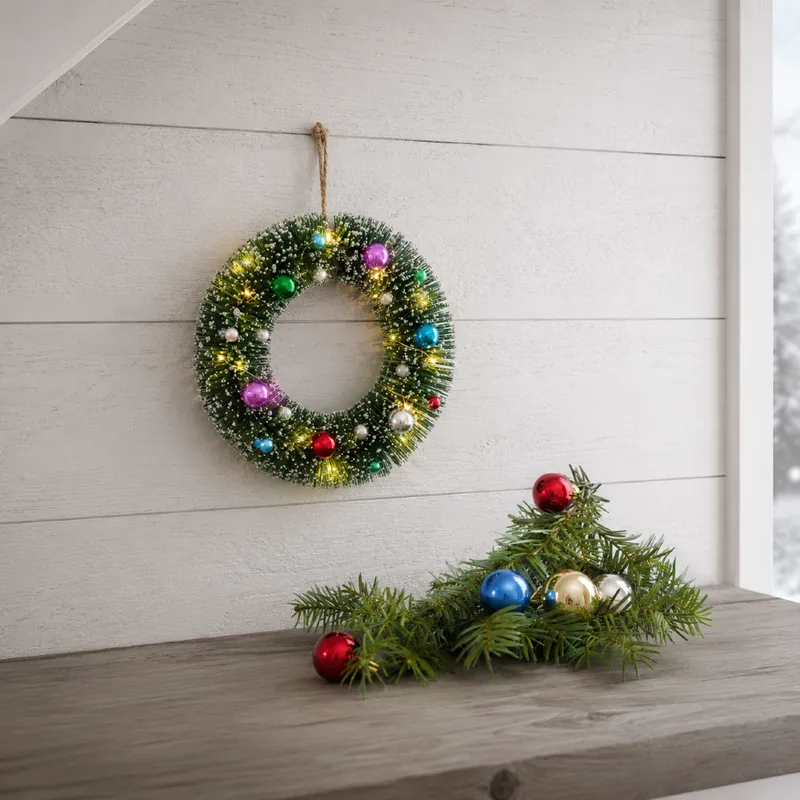 Wianek z dekoracjami i oświetleniem Led DECORINI 20cm na baterie — zdjęcie 4