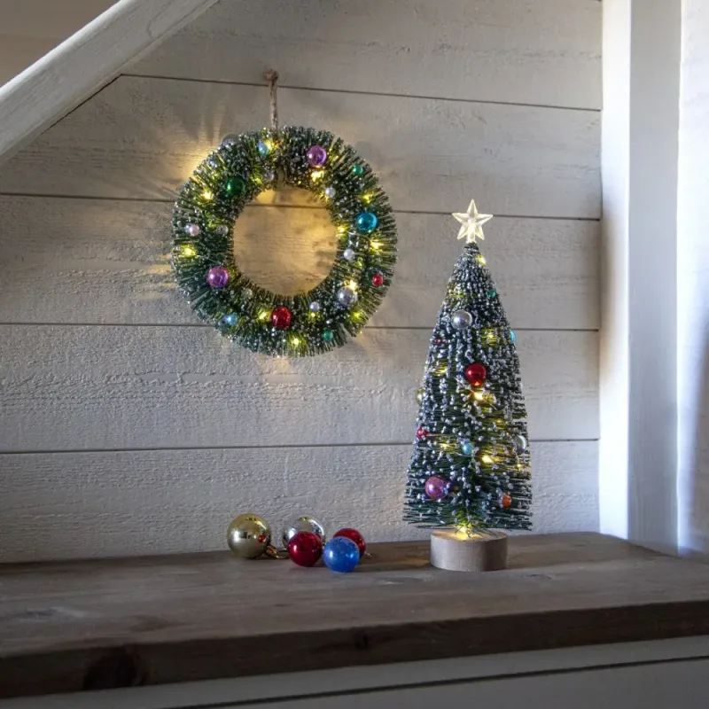 Wianek z dekoracjami i oświetleniem Led DECORINI 20cm na baterie — zdjęcie 7