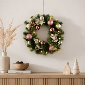 Wianek z dekoracjami i oświetleniem Led NOEL 40cm na baterie