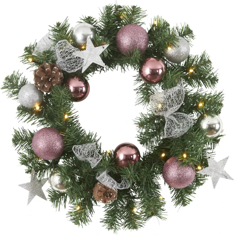 Wianek z dekoracjami i oświetleniem Led NOEL 40cm na baterie — zdjęcie 2