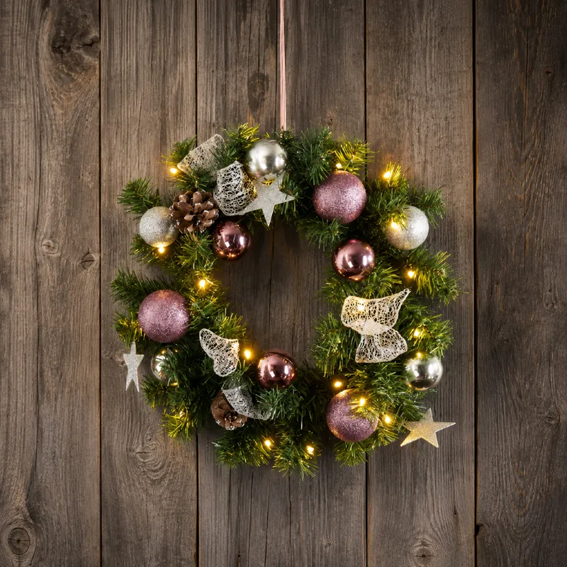 Wianek z dekoracjami i oświetleniem Led NOEL 40cm na baterie — zdjęcie 4