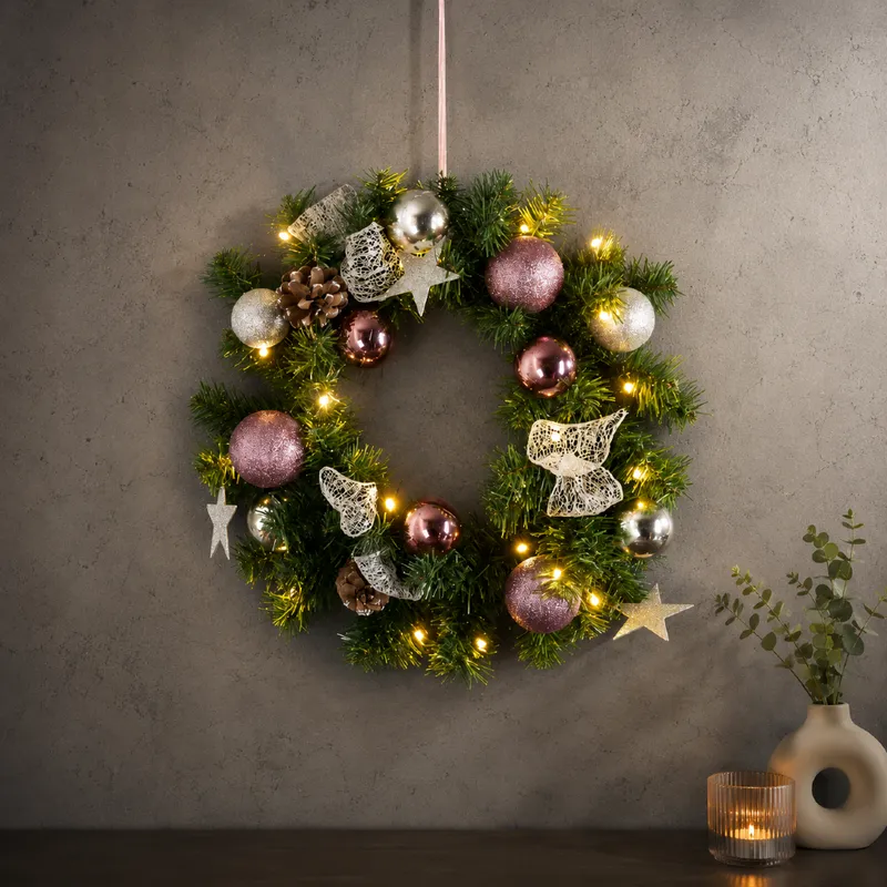 Wianek z dekoracjami i oświetleniem Led NOEL 40cm na baterie — zdjęcie 5