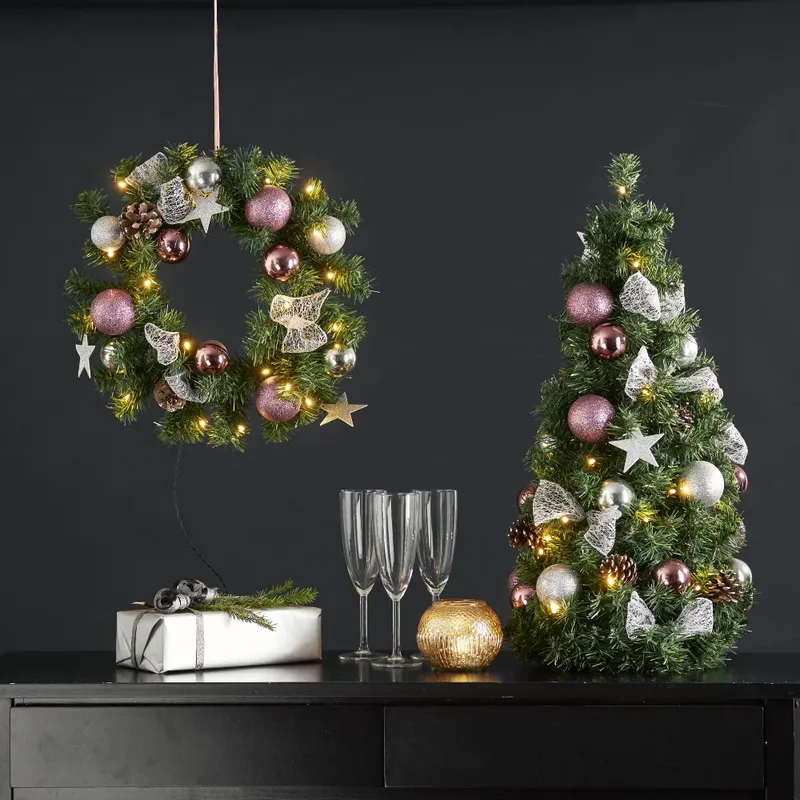 Wianek z dekoracjami i oświetleniem Led NOEL 40cm na baterie — zdjęcie 7