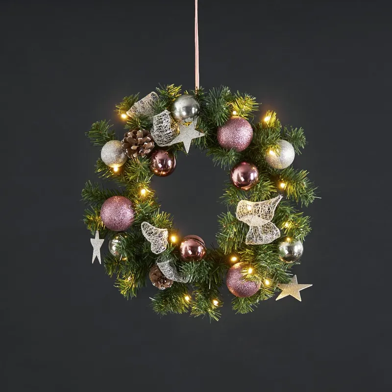 Wianek z dekoracjami i oświetleniem Led NOEL 40cm na baterie — zdjęcie 8