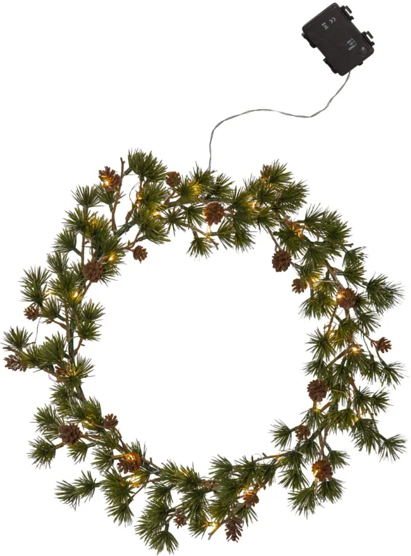 Wianek z modrzewia z szyszkami i oświetleniem Led LARIX 40cm na baterie — zdjęcie 2