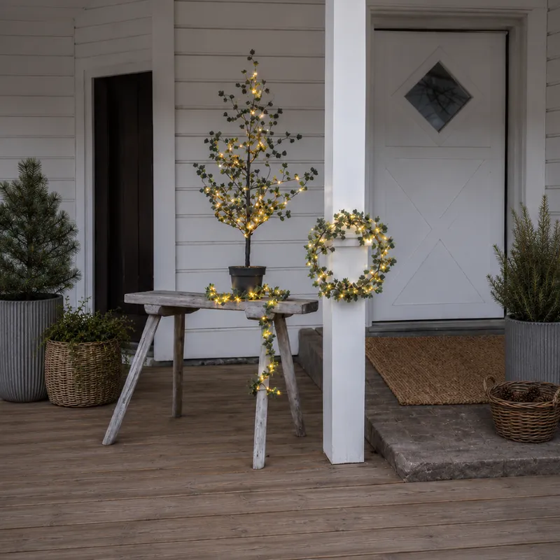 Wianek z modrzewia z szyszkami i oświetleniem Led LARIX 40cm na baterie — zdjęcie 7