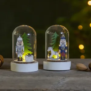 Zestaw 2 małych scenek dziadek do orzechów pod szklaną kopułą Led NUTCRACKER
