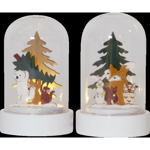 Zestaw 2 małych scenek pod kopułą leśnie zwierzęta Led FOREST FRIENDS — zdjęcie 2