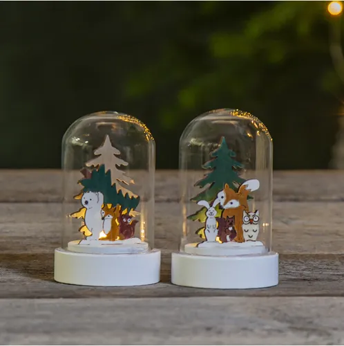 Zestaw 2 małych scenek pod kopułą leśnie zwierzęta Led FOREST FRIENDS — zdjęcie 9