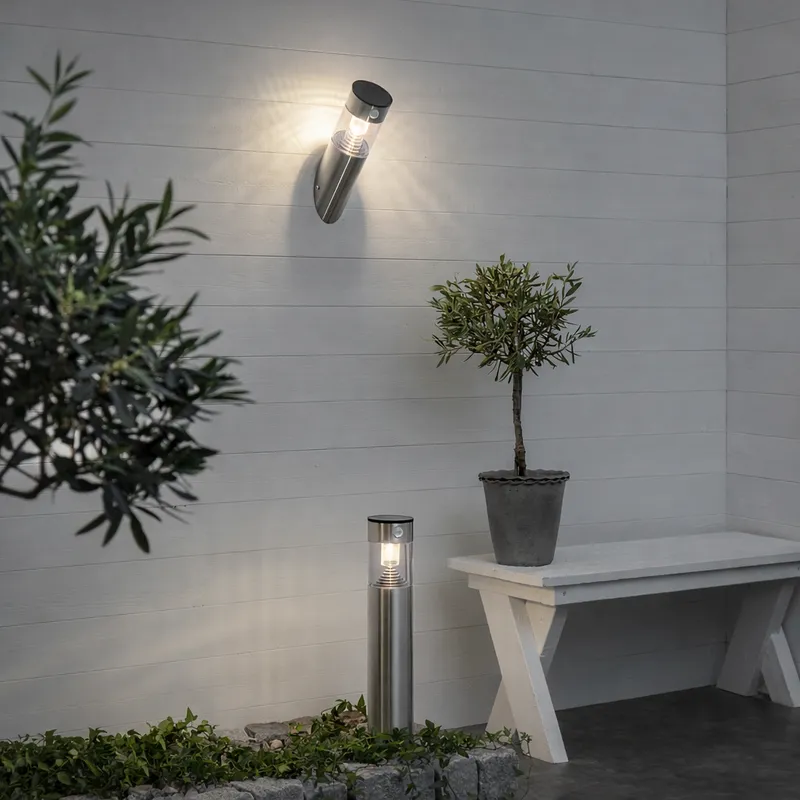 Lampa solarna ogrodowa LED stojąca MARBELLA czujnik ruchu 10-80 lm — zdjęcie 3