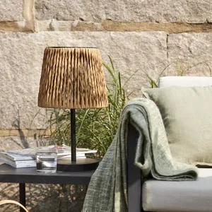 Lampa solarna ogrodowa LED stołowa CESTA rattanowy klosz
