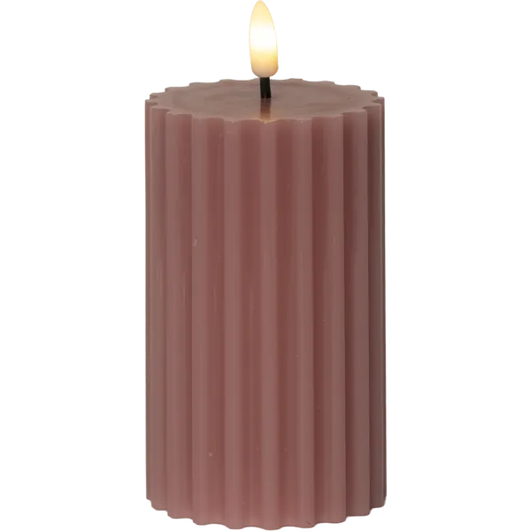 Świeca LED woskowa filarowa FLAMME STRIPE Różowa 15cm na baterie — zdjęcie 2