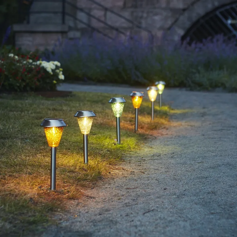 Zestaw 12x lampa solarna ogrodowa LED wbijana IBIZA 4-kolory — zdjęcie 6
