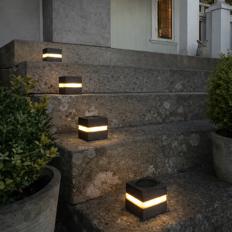 Zestaw 2x lampa solarna ogrodowa LED stojąca STONECUBE — zdjęcie 3