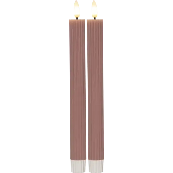 Zestaw 2x świeca LED woskowa obiadowa FLAMME STRIPE Różowa 25cm na baterie — zdjęcie 2