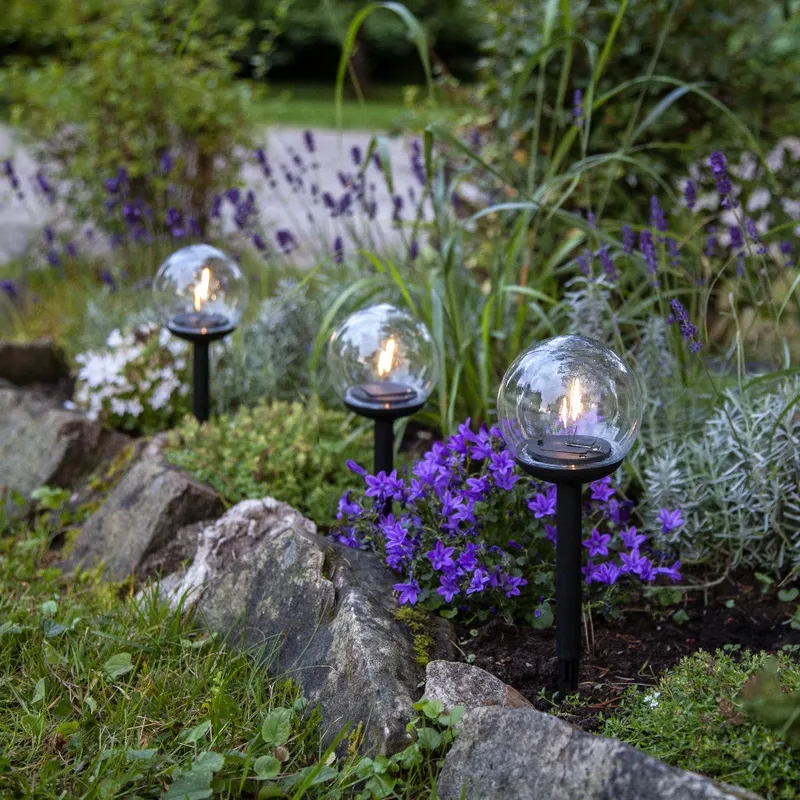 Zestaw 3x lampa solarna ogrodowa LED wbijana GLOBE — zdjęcie 3