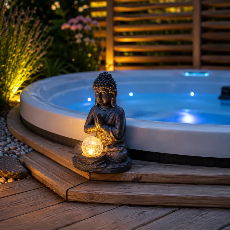 Budda solarna dekoracja ogrodowa LED stojąca — zdjęcie 3