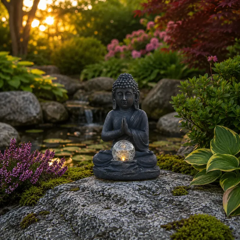 Budda solarna dekoracja ogrodowa LED stojąca — zdjęcie 5