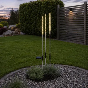 Dekoracja solarna 3 akrylowe tuby LED wbijana Bubbly